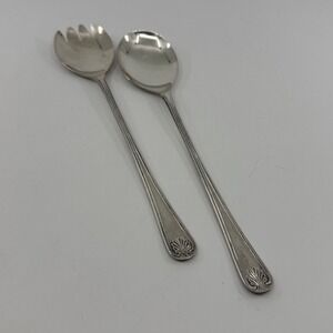 WA Sheffield England Salad Servers Spoon Fork Serving Set Utensils 9.5" Long
